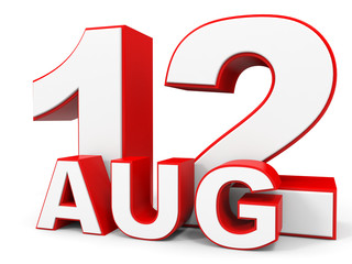 August 12. 3d text on white background.