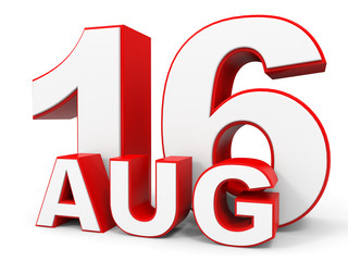 August 16. 3d text on white background.