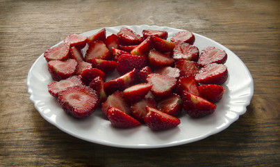halves of fresh strawberries