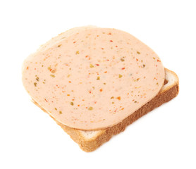 Sandwich with ham over white isolated background
