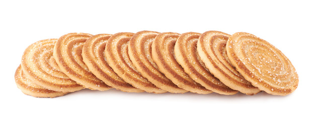 Line of cookies isolated over the white background
