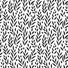 Black and white leaves seamless pattern, vector - 112045426