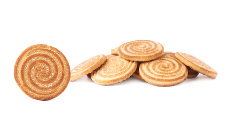Pile of cookies isolated over the white background