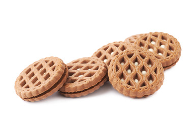 Pile of cookies isolated over the white background