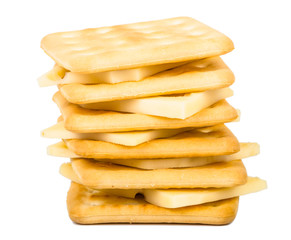 Crackers with sliced cheese