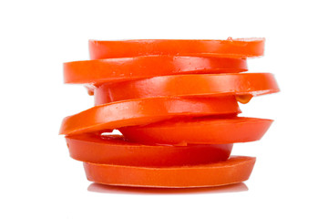 Sliced tomato on white background