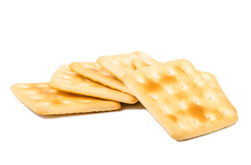 Set of crackers isolated on white background