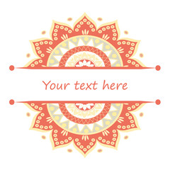 Half mandalas with place for your text in the middle. Template cards, invitations. Vector.
