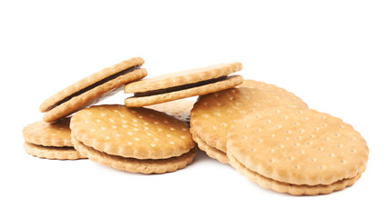 Pile of cookies isolated over the white background