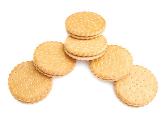 Pile of cookies isolated over the white background