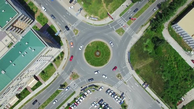 aerial view of roundabout in Podgorica city, Montenegro