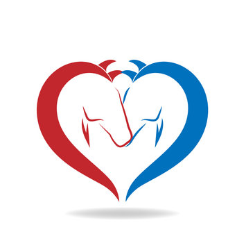 Logo heart love horses shape