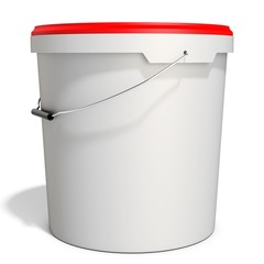 3d white food plastic tub bucket container with lid cap,  product packing © DNY3D