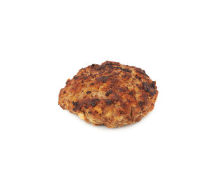 Single hand made cutlet isolated over white background