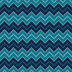 Chevron Knitted Pattern. Fair Isle Style Knitting Sweater Design. Vector Knitted Texture