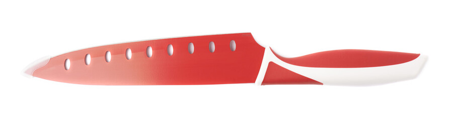 Steel red knife isolated over the white background