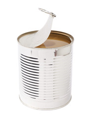 Canned pineapple isolated over white background