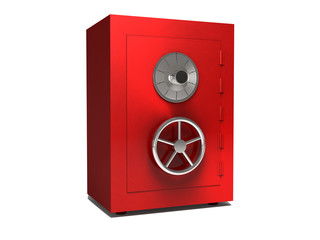Illustration of steel bank safe over white background