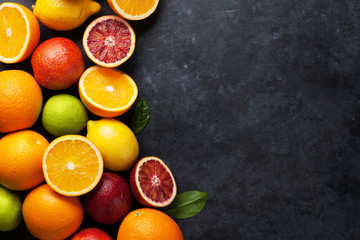 Fresh ripe citruses. Lemons, limes and oranges