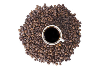 cup of coffee on grains