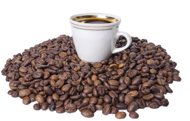 cup of coffee on grains