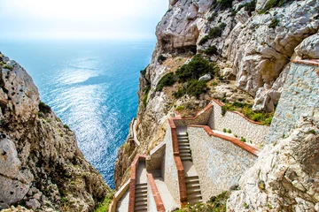 Foto op Plexiglas The stairway leading to the Neptune's Grotto,near Alghero, in Sa © marcociannarel