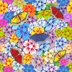 Background made up of flowers and plants.