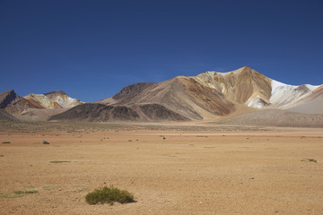 Fototapeta na wymiar Colourful mountains at Suriplaza on the Altiplano of north east Chile.