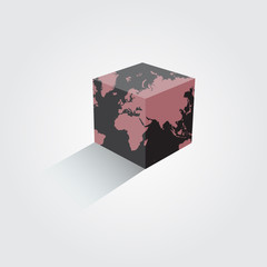 World map colorful. Earth in the form of a cube. Vector illustration.