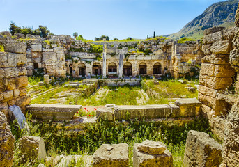 ruins in Ancient Corinth, Peloponnese, Greece, Europe - obrazy, fototapety, plakaty
