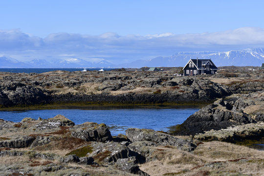 Iceland, House at coast