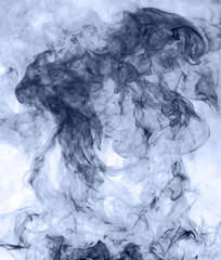blue smoke on a white background. inversion
