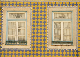 Portuguese  ceramic facade with windows