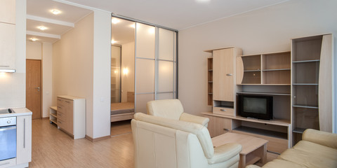 Modern interior of the apartment. Studio.