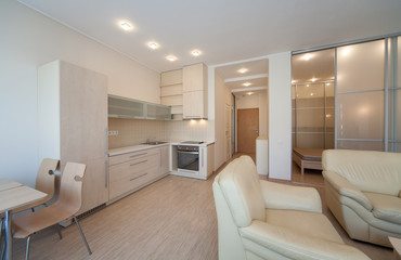 Modern interior of the apartment. Studio.