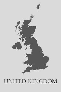 Black United Kingdom map - vector illustration