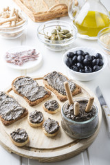 toasted bread with olive pate