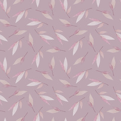Vector seamless pattern with branches of leaves in watercolor style, vector illustration. Nature seamless pattern