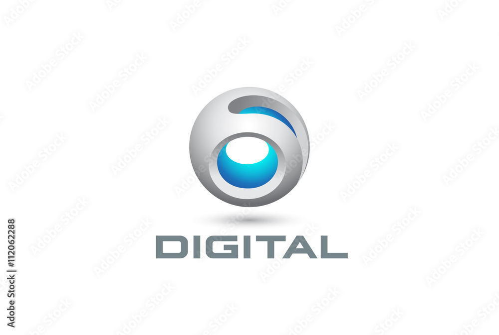 Poster sphere abstract logo technology design vector web circle icon