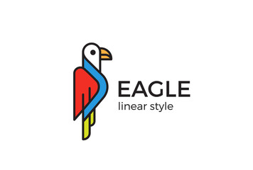 Eagle Logo design Geometric vector Linear Gull Bird outline icon
