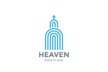 Church Logo Religion abstract design vector Linear Catolic шсщт