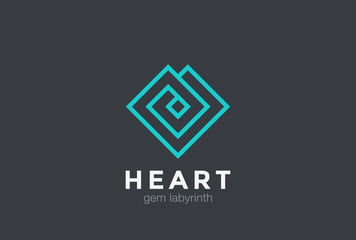 Geometric Heart Logo design vector linear Luxury Jewelry Fashion