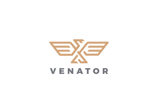 Eagle Logo abstract design vector Linear style Bird Luxury