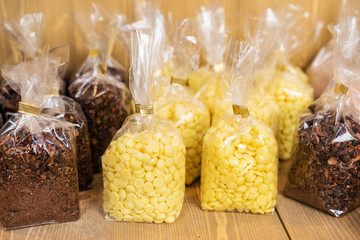 Cocoa butter and crushed beans