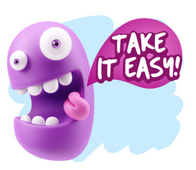 3d Illustration Laughing Character Emoji Expression saying Take