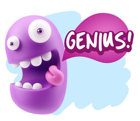 3d Illustration Laughing Character Emoji Expression saying Geniu