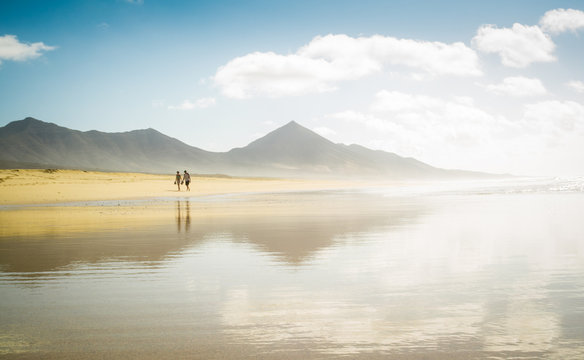 Beach walkers at Cofete - Fuerteventura; Canary Islands
