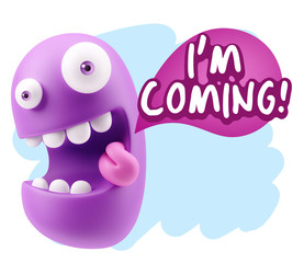 3d Illustration Laughing Character Emoji Expression saying I'm C