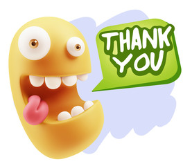 3d Illustration Laughing Character Emoji Expression saying Thank