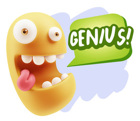 3d Illustration Laughing Character Emoji Expression saying Geniu